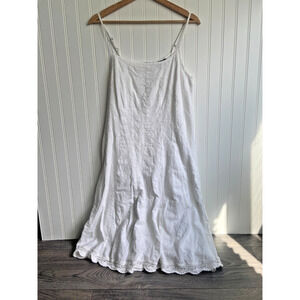 Lauren Ralphh Lauren Dress Women's 8 White Embroidered Knit Adjustable Floral